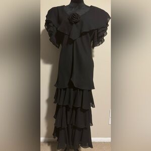EUC Vintage AFTERDARK Tiered Rose Dress size 11-12